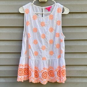 Lilly Pulitzer | Lilliana Peplum Top Sleeveless Cantaloupe size Large